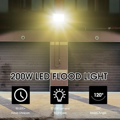 XYCN 2 Pack 200W 3000K Warm White LED Flood Light,Outside Flood Light,No Plug,22500LM Super Bright Outdoor Security Lights, IP66 Waterproof Floodlight for Yard,Playground,Garage, Garden, Lawn - size: 200W 3000K LED Flood Light 2pack