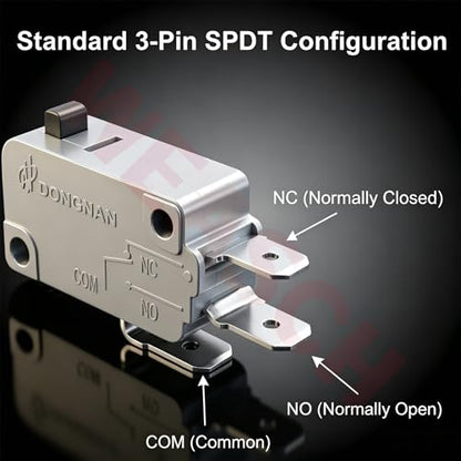 6 Pack Micro Switch, 16A 125/250V SPDT Snap Action Limit Switch - size: V-15-1C25