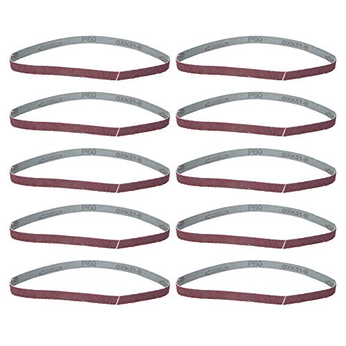 Pongnas 10 PCS Aluminum Oxide Abrasive Sanding Belts GXK51-B for Woodworking and Polishing, Efficient Grinding Solution (60 mesh)