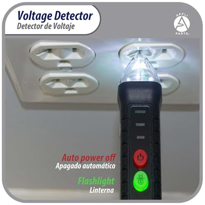 Appli Parts APET-TE1 Non Contact AC Voltage Tester Pen with LED Flashlight and Buzzer Alarm, for Live and Neutral Wire Detection in AC 12-1000V Circuits