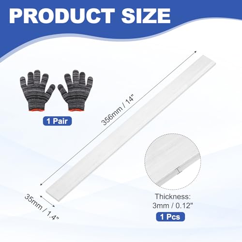 uxcell Square Aluminum Flat Bar with Gloves 0.12"x1.4"x14"/3x35x356mm - size: 0.12" x 1.4" x 14"/3 x 35 x 356mm