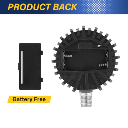 MEASUREMAN 2-1/2" Dial Size Digital Air Pressure Gauge with 1/4'' NPT Bottom Connector and Protective Boot, 0-250psi, Accuracy 1%, Battery Powered with LED Light - size: Long thread, style: 0-250psi