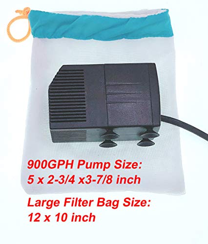 Pump Filter Bag Large, Mesh Barrier Bag 12 inch x 10 inch for Submersible Water Pumps under 1000GPH