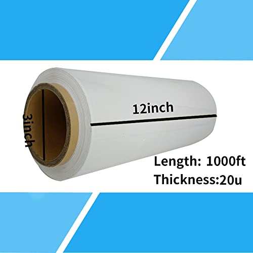 White Stretch Wrap Shrink Wrap 12”×1000ft Storage Industrial Wrap - color: White