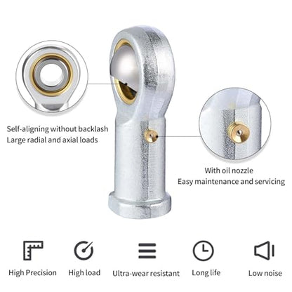 2Pcs PHSB7 Rod End Bearing 7/16 Inch Bore Pre-Lubricated 7/16-20 Female Thread Left Hand Heim Joint with Jam Nuts - size: 7/16, style: Left Hand