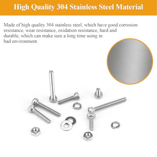 105 Pieces M2 x 12mm Socket Head Cap Screws, Thread Pitch 0.4mm, Sutemribor M2 Screws, 304 Stainless Steel, Fully Threaded, Silver - size: M2 x 12mm, style: Socket Head
