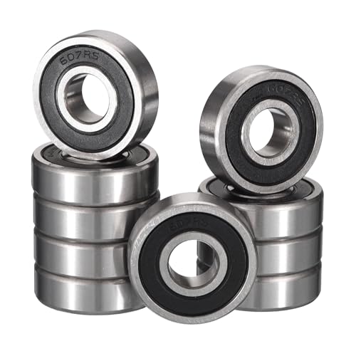 607-2RS Deep Groove Ball Bearings, ID 7mm x OD 19mm x Width 6mm Miniature Bearings, Double Rubber Sealed Ball Bearing Pre-Lubricated Chrome Steel Z2 Lever 10pcs - size: 607-2RS 7x19x6mm