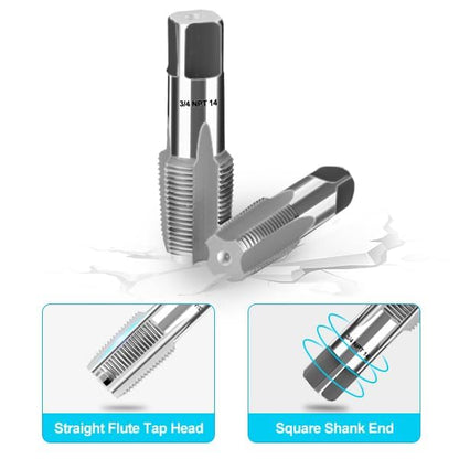 5Pcs Carbon Steel Npt Pipe Tap Set,1/8", 3/4",1/2", 3/8",1/4"