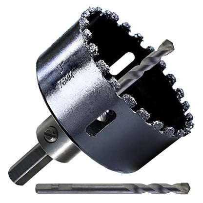 3 inch Carbide Grit Hole Saw Cutter for Hardy Plank Air Brick Stucco Drywall Fiber Cement siding Backer Board Plasterboard - color: 3"(76mm)