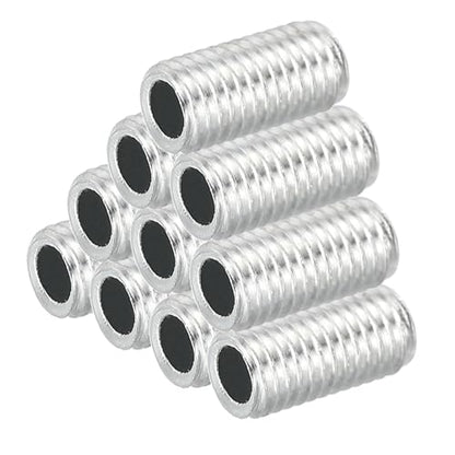 PATIKIL M8 Thread Carbon Steel Lamp Pipe, 10 Set 20 mm/0.79" Hollow Tube Thread Adapter Fasteners Hardware for Lamp Lights Chandelier Ceiling Light DIY, White Zinc Plating - size: M8x20mm