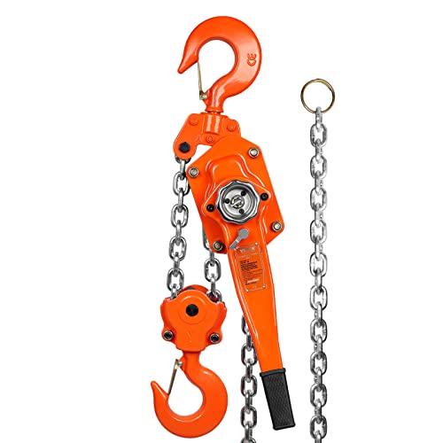 VEVOR Manual Lever Chain Hoist, 6 Ton 13200 lbs Capacity 20 FT Come Along, G80 Galvanized Carbon Steel with Weston Double-Pawl Brake, Auto Chain Leading & 360° Rotation Hook, for Garage Factory Dock - size: 6 Ton 20FT