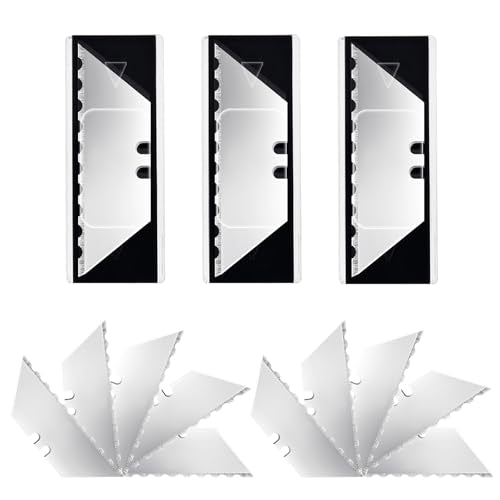 Vickay Utility Knife Blades, SK5 Box Cutter & Razor Blades-Serrated Edge - color: Silver-serrated, size: 30 Pack