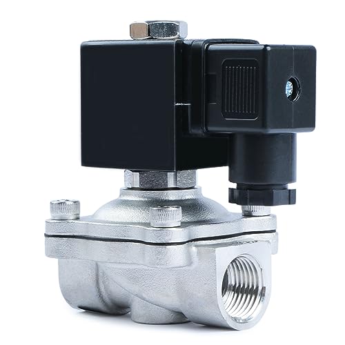 U.S. Solid 1/2 inch Stainless Steel Solenoid Valve 110V 120V AC Normally Closed 145 PSI Electric Water Air Diesel Valve with NPT Thread - size: 0.5 Inch