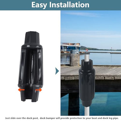 Dock Bumpers for Poles 2/4/6 Pack, Dock Post Bumpers 2" Diameter, Dock Bumpers for Docking Pole Bumpers for Post Slip-on Vertical Soft UV-Resistant Marine Grade Vinyl Black/White/Blue/Grey/Red/Purple - style: Black-2 Pack-Large
