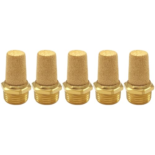 Uenede Brass 3/8" NPT Male Air Pneumatic Mufflers, 5PCS - size: 3/8"NPT Male-5PCS