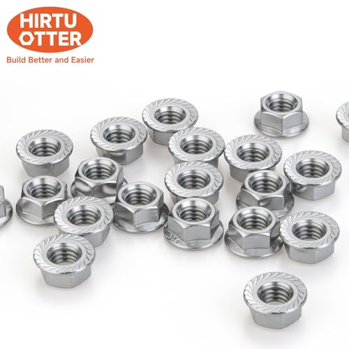 50 pcs 1/4"-20 Serrated Flange Hex Lock Nuts, 304 Stainless Steel 18-8 Full Thread Locknuts for Outdoor Furniture, Industrial Machinery, Automotive Repair & DIY Projects with Bright Finish - size: 1/4"-20