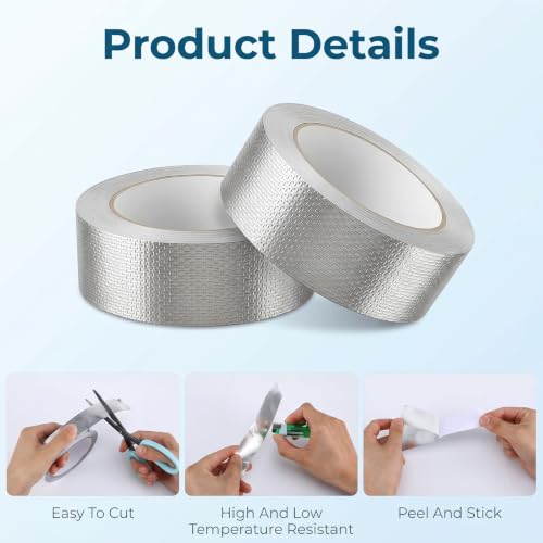 6 Rolls Greenhouse Tape, 1.18in x 65ft Each Polycarbonate Tape for Green House Panels, Heavy Duty Aluminum Foil Tape, Waterproof UV Resistant Self-Adhesive Seal for Greenhouse Roofing Outdoor Repairs