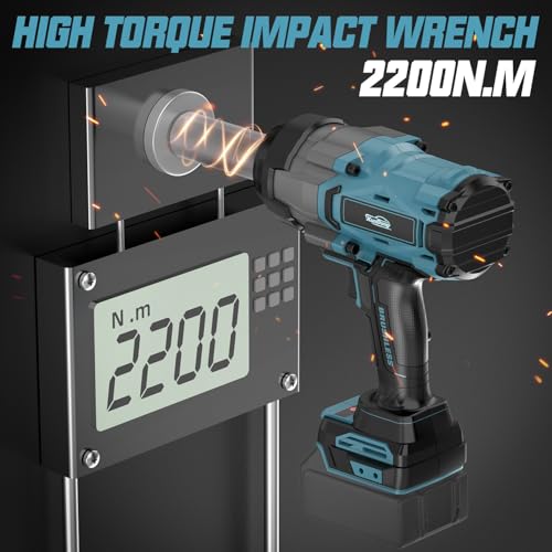 Cordless Impact Wrench 1/2" Compatible with Makita 18V Battery, 1600Ft-lbs(2200N.m) High Torque Impact Gun Heavy Duty, Brushless Electric Power Impact Driver with 4 Speed Modes & LED Work Light - size: 1/2" 2200NM Compatible with Makita