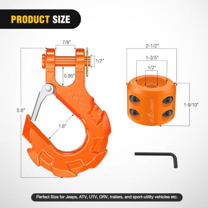 Nilight 3/8-Inch Forged Steel Winch Hook with Cable Hook Stopper - color: Orange