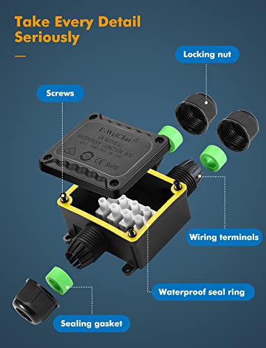 Junction Box - IP68 Waterproof Electrical Boxes 3 Way M25 Cable Connector - size: 3 Way 2 Pack