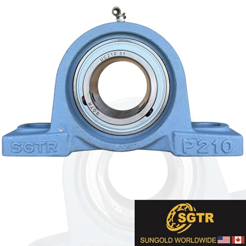 (2 Pack) Heavy Duty UCP210-31 Pillow Block Bearing, 1-15/16 inch Bore, Self-Aligning, Industrial Grade, AISI 52100 Chrome Steel Bearing Units, Solid Cast Iron Unit - size: UCP210-31