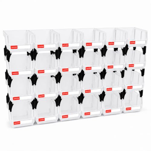 24 Pack Stackable Storage Bins Heavy Duty Parts Organizer Clear - color: Clear-24 Pack, size: 5"x4"x3"