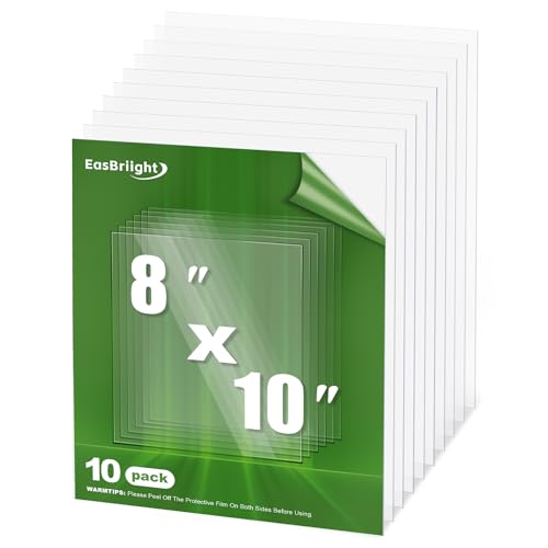 10-Pack of 8×10"×0.02" PET/Plexiglass Sheets, Transparent Flexible Plastic Sheet Panels, for Painting, Crafts, Signs, Picture Frames, Arts, DIY Display Project - size: 8" x 10" x 0.02"