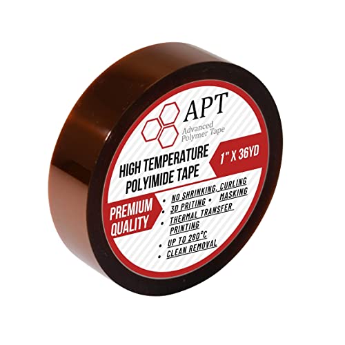 APT, 1 mil Thick Polyimide Adhesive Tape, HighTemperature and Heat Tape, for Masking, Soldering, Electrical, 3D Printer Application. (1" x 36 yds) - size: 1"x 36 yds
