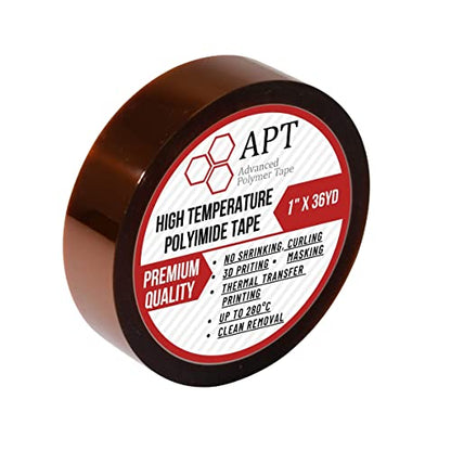 APT, 1 mil Thick Polyimide Adhesive Tape, HighTemperature and Heat Tape, for Masking, Soldering, Electrical, 3D Printer Application. (1" x 36 yds) - size: 1"x 36 yds