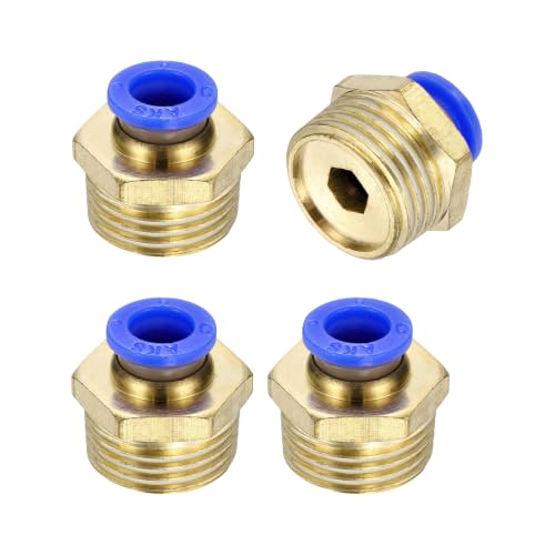 4Pcs Pneumatic Push to Connect Fitting Fit 8mm OD Tube 1/2 G Male - size: 8mm OD x 1/2 G