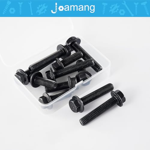 M10 x 45mm 10Pcs Flanged Hex Head Bolts, M10 x 1.5 Bolts, Flange Hexagon Head Screws, 10.9 Grade Alloy Steel, Black Oxide Finish, Metric Fully Thread - size: M10 x 45mm(10PCS)