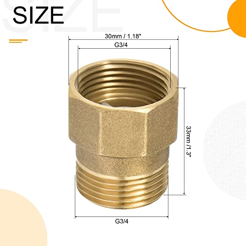 MECCANIXITY Brass Check Valve, G3/4 Male Female Thread 30x33mm Inward Flow Non-Return One Way Backflow Prevention for Water Petrol Fuel Line - size: G3/4