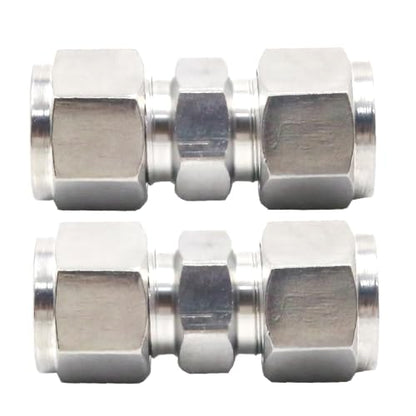 EATAKWARD 2 Pcs Stainless Steel Compression Tube Fittings, 3/8 Inch OD x 3/8 Inch OD Straight Union Connector with Double Ferrules for Connecting Tubes - size: 3/8 Inch OD x 3/8 Inch OD