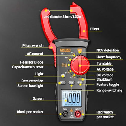 Multimeter with Clamp Meter,4000 Count Amp Meter & 2000 Count Multi Tester