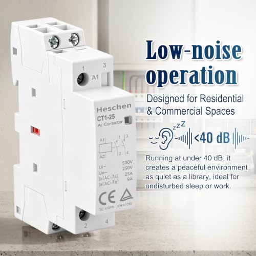 Heschen 25A 2 Pole Modular AC Contactor CT1-25, 110V AC Coil - color: 110V AC Coil, size: 25 Amp