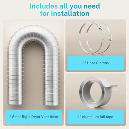 HOOMESUN 4 Inch 8FT Semi Rigid Dryer Duct, Vent Hose for Improved Airflow - size: 4in 8ft