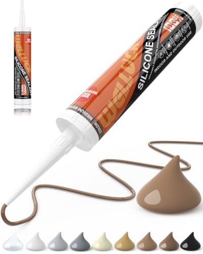 WELLUCK Coffee/Medium Brown Silicone Caulk, 100% Waterproof Caulking Silicone Sealant Flexible Adhesive, Matches Red Oak, White Oak, Cherry, Alder, Hickory and Other Medium-Toned Wood finishes - color: Coffee/Medium Brown, size: 1 Pack