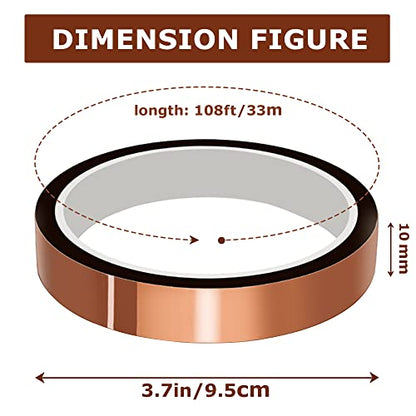 High Temperature Tape Heat Tape Heat Resistant Tape Heat Transfer Tape Heat Tape for Sublimation No Residue 10mm X 33m 108ft - color: Brown