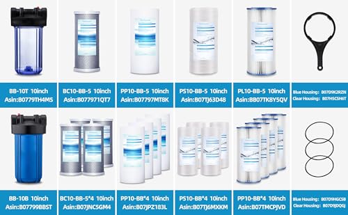 Geekpure 10-Inch Whole House Water Filter Housing-4.5"x10"-Clear (1)