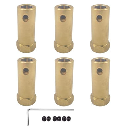6Pcs Hex Coupler 8mm Bore Motor Hex Brass Shaft Coupling Flexible Connector for DC Motor Shaft, Robot, Model Car Tires Shaft - size: 8mm
