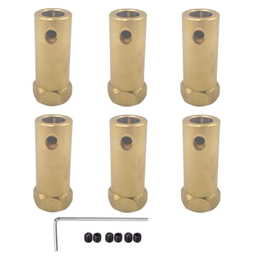 6Pcs Hex Coupler 8mm Bore Motor Hex Brass Shaft Coupling Flexible Connector for DC Motor Shaft, Robot, Model Car Tires Shaft - size: 8mm