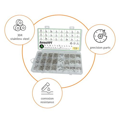 1110Pcs Metric Micro Screws & Nuts Kit, M1 M1.2 M1.4 M1.6 M2 M2.5 - size: M1/1.2/1.4/1.6/2/2.5-1110Pcs