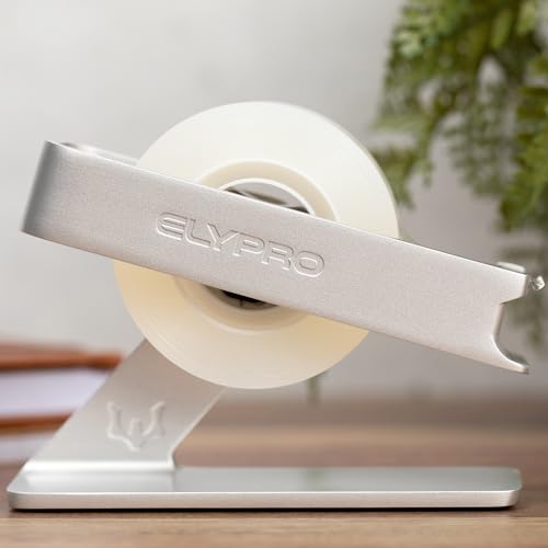 ELYPRO Modern Metal Desktop Tape Dispenser for Office Desk, Silver