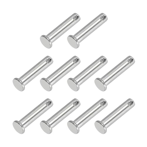 PATIKIL 8 x 35 mm Single Hole Clevis Pins, 10 Pcs 304 Stainless Steel Flat Head Pin for Hitch Pin Lock Link Hinge Systems, Silver - size: 8 x 35 x 29.3 mm