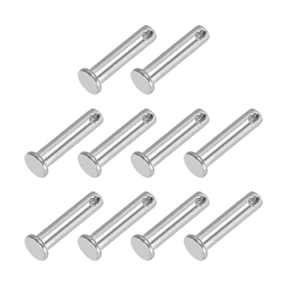 PATIKIL 8 x 35 mm Single Hole Clevis Pins, 10 Pcs 304 Stainless Steel Flat Head Pin for Hitch Pin Lock Link Hinge Systems, Silver - size: 8 x 35 x 29.3 mm