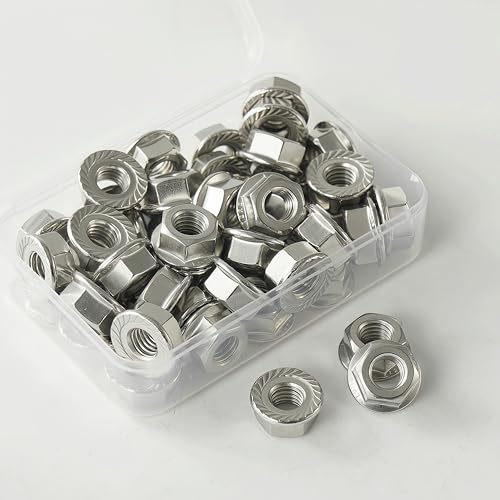 M10x1.5mm Metric Serrated Hex Flange Nuts, 304 Stainless Steel (A2-70), DIN 6923, Bright Finish, 10PCS - color: Silver, size: Silver M10 x 1.5mm