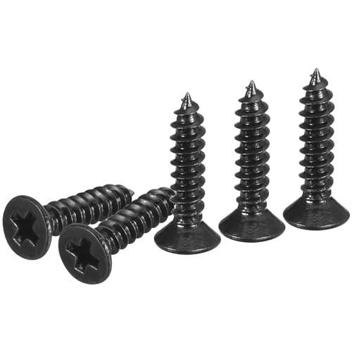 DTGN 100Pcs #4x1/2 Flat Head Wood Screws, 304 Stainless Steel Phillips Self Tapping Screws - Good for Woodworking, Furniture - Black - color: Black, size: #4x1/2"