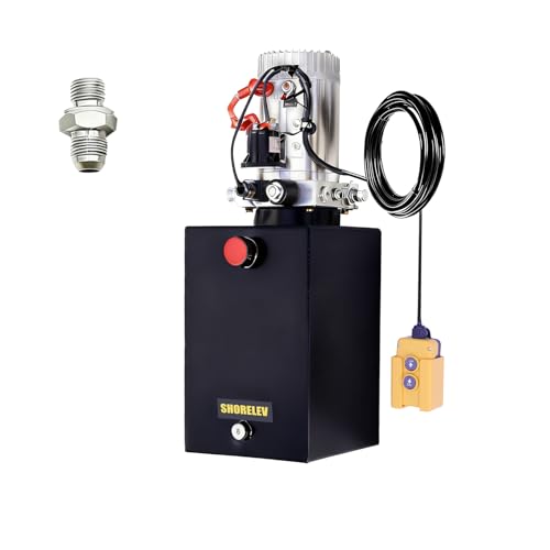 12V DC Single Acting Hydraulic Power Unit, 12L Iron Reservoir, 3000 PSI for Dump Trailers, Tow Trucks, Farm Equipment & Industrial Applications - color: Black, size: 12V DC 13QT Iron