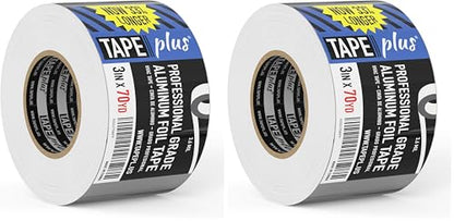 TapePlus Aluminum Foil Tape - Heat-Resistant HVAC Tape - Waterproof Weather Barrier - High-Temp Thermal Seal - 3 in x 210 ft, Silver (Pack of 2) - size: 3 Inch (Pack of 2)