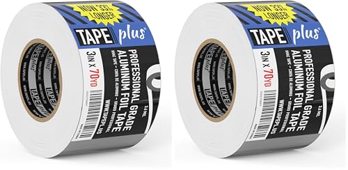 TapePlus Aluminum Foil Tape - Heat-Resistant HVAC Tape - Waterproof Weather Barrier - High-Temp Thermal Seal - 3 in x 210 ft, Silver (Pack of 2) - size: 3 Inch (Pack of 2)